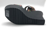 Madden Girl Women's Sabel Canvas Wedge Sandal, Multicolor Black, 11 M US, New