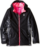Spyder Girls Charm Jacket, Large, Black/Sequins Black Print/Bryte Bubblegum