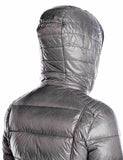 Lucky Brand Women's Down Packable Puffer Jacket with Hood Silver Print Small