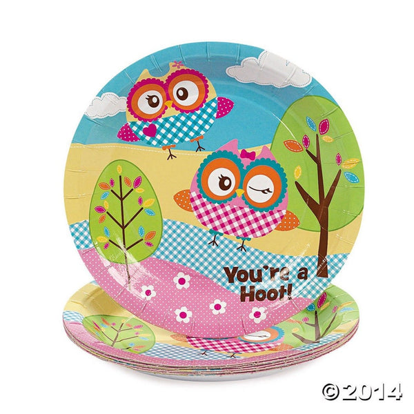 Owl 7" Dessert Plates 8 Pack "You're A Hoot"