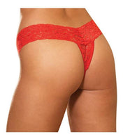 Dreamgirl - Women's Stretch Lace Thong With Stretch Lace Waist - Red - One Size