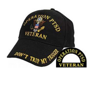 Operation PTSD Veteran Embroidered Twill Baseball Hat Cap [Black-Adjustable]