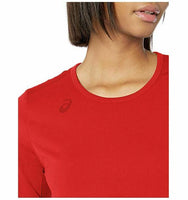 ASICS Women's Tactic Court Long Sleeve Top, Red, 2X-Small