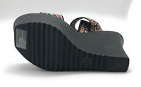 Madden Girl Women's Sabel Canvas Wedge Sandal, Multicolor Black, 8 US, New