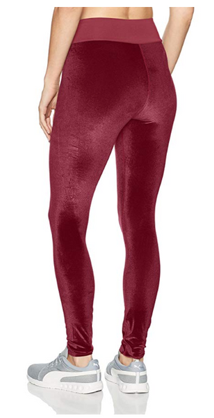 PUMA Women's Velvet Leggings, Cordovan Red Burgandy, Medium