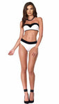 Blvd Collection Women's Sporty Two-Toned Bandeau Sweetheart Bikini, White, Med