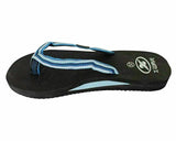 X-Wave Black Beach Slippers with Blue Strap Womens Size: 5.5