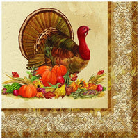 Rustic Turkey Thanksgiving Beverage Napkins, 24ct