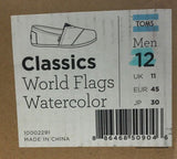 TOMS Men's Classics World Flags Watercolor 10002291 Multi-Color Print, 12 M US