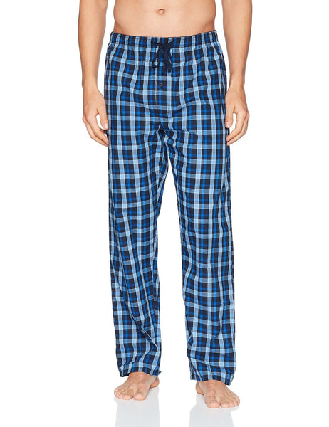 Hanes Men's Woven Pajama Pant, Blue Tartan, Extra Large