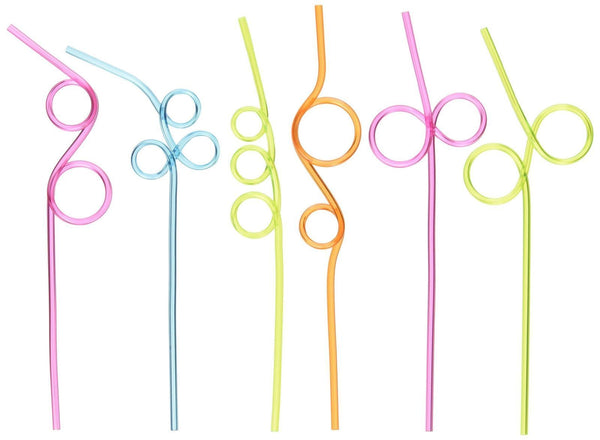 Plastic Reusable Fun Loop Straws 6pk (Colors May Vary) Fun Party Favor
