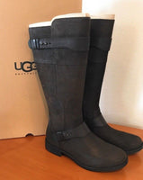 UGG Women's Dayle Lodge Leather Knee High Boots, Brown, 9 B(M) US - New In Box