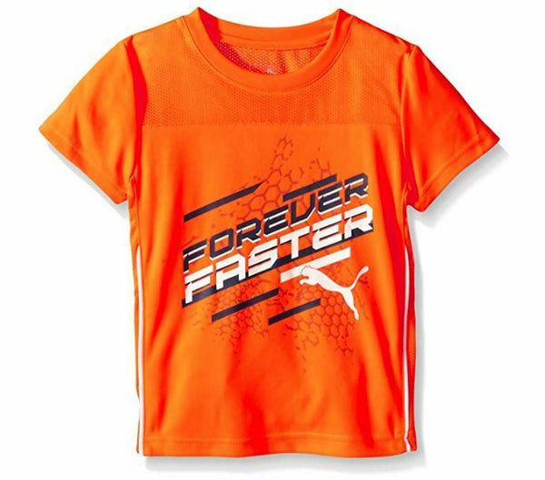 PUMA Little Boys' Active Short Sleeve Tee Shirt, Fire Orange, 5