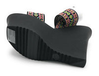 Madden Girl Women's Sabel Canvas Wedge Sandal, Multicolor Black, 8.5 US, New