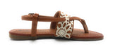 Sarah Jayne Girl's Laveran Thong Flat Sandal Crochet Strap Tan Size 5 Toddler US