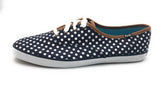 Keds Women's Polka Dot Champion Lace Up Canvas Sneaker, Navy Blue/White, 11 M US