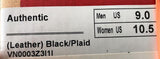 Vans Authentic Leather Skate Shoe Black Outer Plaid Lining 9 Men US / 10.5 Women