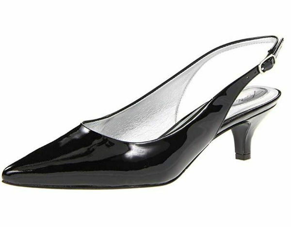 Trotters Women's Slingback Kitten Heeled Pump,Black Patent,8.5 N US