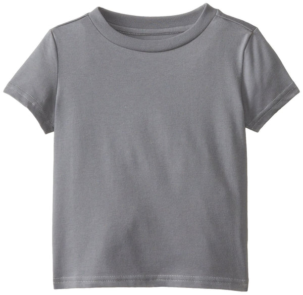 Kidtopia Little Boys' Short Sleeve Solid Cotton Poly Jersey Tee, Cast Iron, 5
