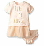 Rosie Pope Little Girl Heathered French Terry Top w/Mesh Tutu & Diaper Cover 18m