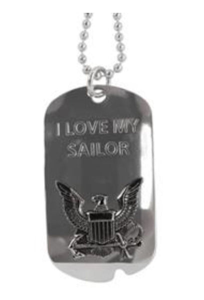 U.S. Navy I Love My Sailor Engraivable Dog Tag Necklace / Keychain Combo