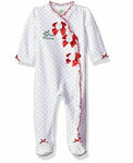 Little Me Girls' Holiday Velour Footie, Multi Dot White, 3 Months