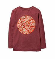 Crazy 8 Boys' Long-Sleeve Basketball Graphic Tee, Iron/Wine, Medium