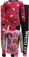 Komar Kids Girls'' Monster High PJ Set, Pink, 4 (4-Piece)