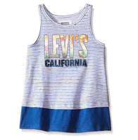 Levi's Girls' Cotton Sleeveless California Blue Stripe Knit Tank - Size 4 XS