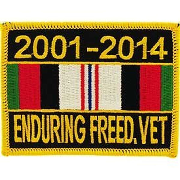 Enduring Freedom Veteran, 2001-2014, Ribbon, Embroidered Iron-On Patch