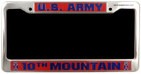 U.S. Army 10th Mountain Chrome License Plate Frame