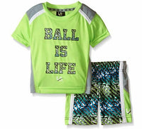 LA Gear Baby Boys' 2 Piece Ball Is Life Short and Tee Set, Lime, 12 Months