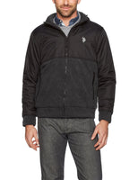 U.S. Polo Assn. Mens Standard Colorblock Sherpa Lined Fleece Hoodie, Dark Hea...