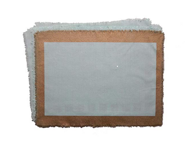 Gitika Goyal Home Cotton Printed 12x17 Mat Side Border Design (Set of 4), Blue