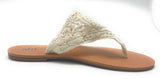 Shi by Journeys Black Orchid Flat Sandal Flip Flop Cream Crochet Strap 6 M US