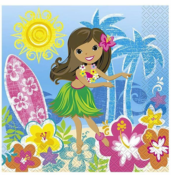 Unique Hula Girl Luau Party Napkins 16 count