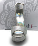 Shi by Journeys Women's GALA Platform High Heel Pump Silver Rhinestone 9 M US