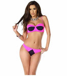 Blvd Collection by Forplay Women's Two-Toned Bustier Bikini - Hot Pink - Small