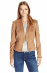 Nine West Women's Faux Suede Shawl Collar Jacket, Tan 2