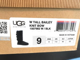 UGG Women's Tall Bailey Knit Bow Black/Twinface Boot, 9 B(M) US - New In Box