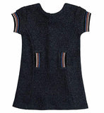Petit Lem - Girls' Little Short Sleeve Dress - Black With Blue Flake - Size 6