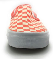 Vans Classic Slip On Canvas Sneakers Coral/White Checker Chex Mens 10 Women 11.5