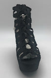 Shi by Journeys Womens Play Lace Up Strappy Platform Wedge Sandal, Black, 7 M US