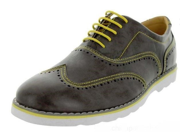 Phat Classic Shoes FIRENZE Gray/Yellow Men's Size 9.5 Oxford Casual Dress Shoe