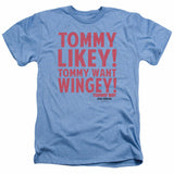 Trevco -Men's Tommy Boy Movie Quote "Tommy Likey!" - Heather Light Blue - Medium