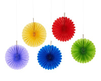 American Greetings Mini 5 Count Hanging Decoration Fans, Multicolor