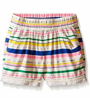 Crazy 8 - Baby-Girl's Stripe Drapey Shorts W/ Lace Trim - Multi-Colored - 3T