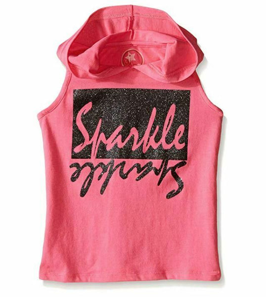 Dream Star Girls' Little Sleeveless Hoodie with Glitter Screen, Bright Pink, Med