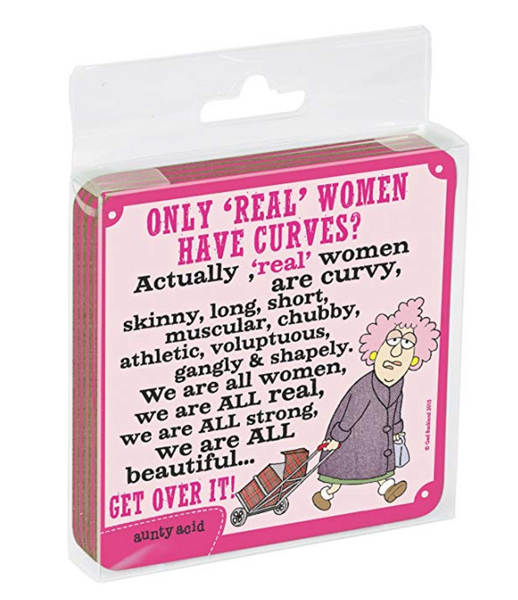 Tree-Free Greetings Set of 4 Cork-Backed Coasters Aunty Acid All Beautiful