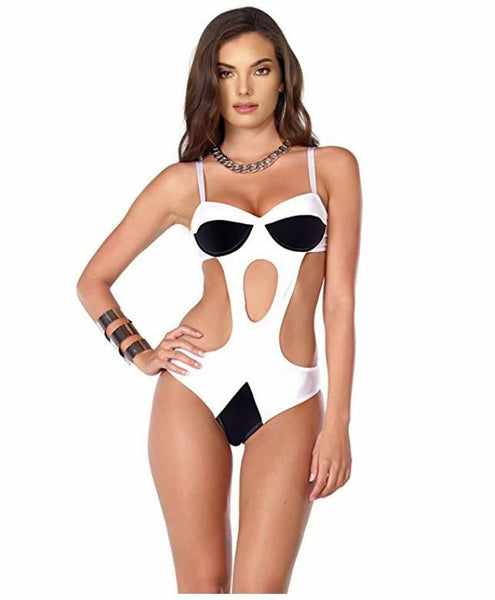 Blvd Collection by Forplay - Women's Black/White Cutout Bustier Monokini - Large